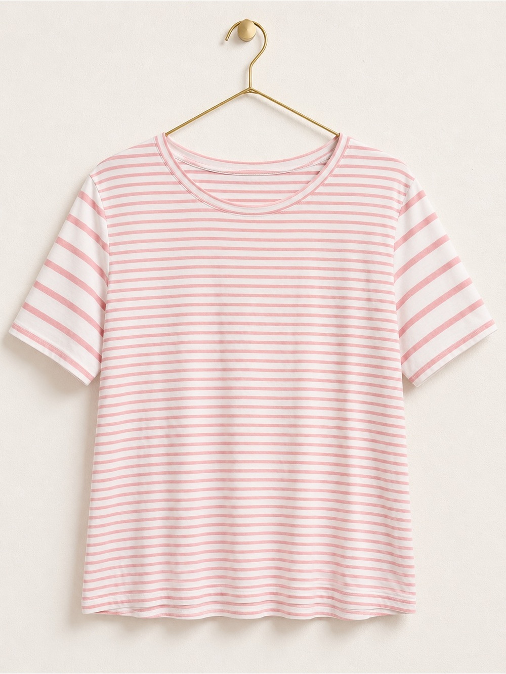 Universal Standard Pink White Stripe Pima Cotton Tee S 14/16